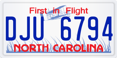 NC license plate DJU6794