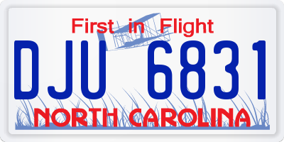NC license plate DJU6831