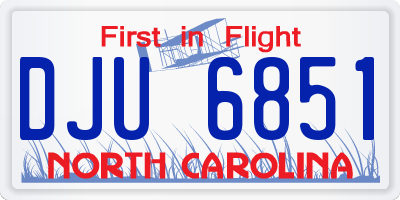 NC license plate DJU6851