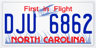 NC license plate DJU6862
