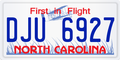 NC license plate DJU6927