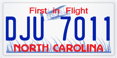 NC license plate DJU7011