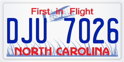 NC license plate DJU7026