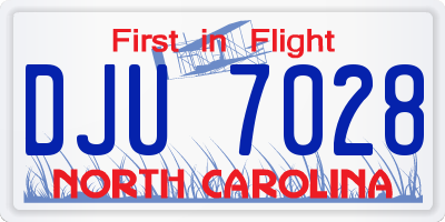 NC license plate DJU7028
