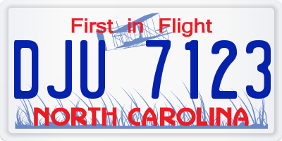 NC license plate DJU7123