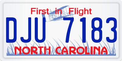 NC license plate DJU7183