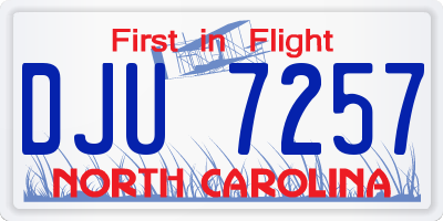 NC license plate DJU7257