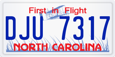 NC license plate DJU7317