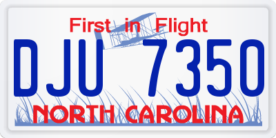 NC license plate DJU7350