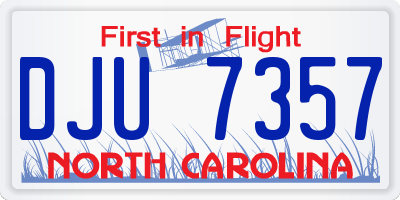 NC license plate DJU7357