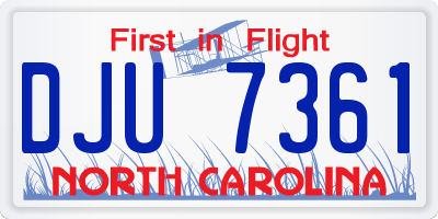NC license plate DJU7361