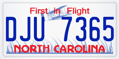 NC license plate DJU7365