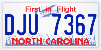 NC license plate DJU7367