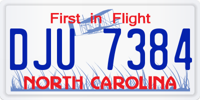 NC license plate DJU7384