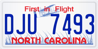 NC license plate DJU7493