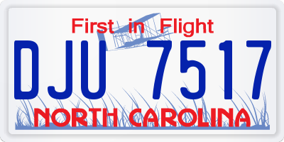 NC license plate DJU7517