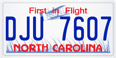 NC license plate DJU7607