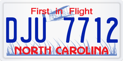 NC license plate DJU7712