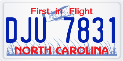 NC license plate DJU7831