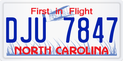 NC license plate DJU7847