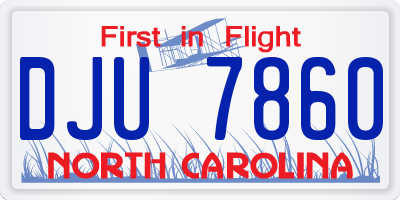 NC license plate DJU7860