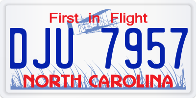 NC license plate DJU7957