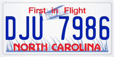 NC license plate DJU7986
