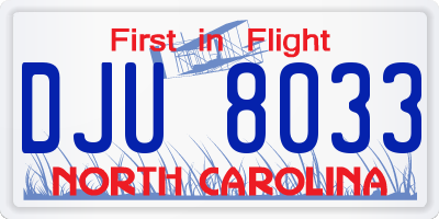 NC license plate DJU8033