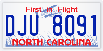 NC license plate DJU8091