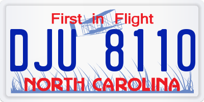 NC license plate DJU8110