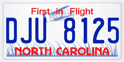 NC license plate DJU8125