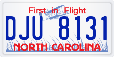NC license plate DJU8131