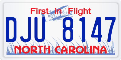 NC license plate DJU8147