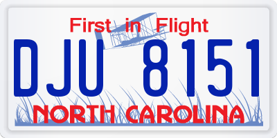 NC license plate DJU8151
