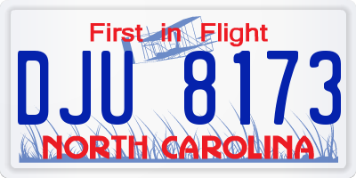NC license plate DJU8173