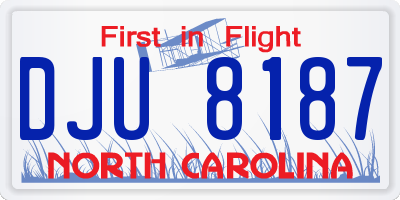 NC license plate DJU8187