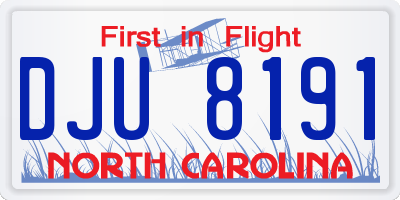 NC license plate DJU8191