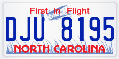 NC license plate DJU8195