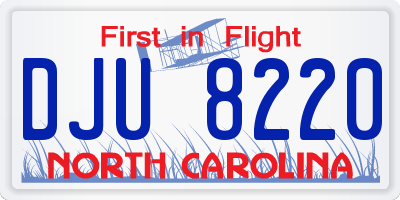 NC license plate DJU8220
