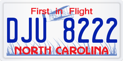 NC license plate DJU8222