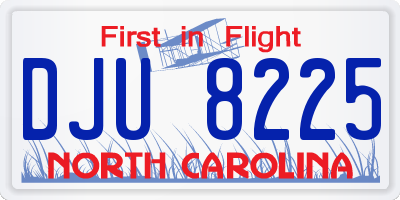 NC license plate DJU8225