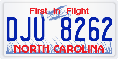 NC license plate DJU8262
