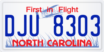 NC license plate DJU8303