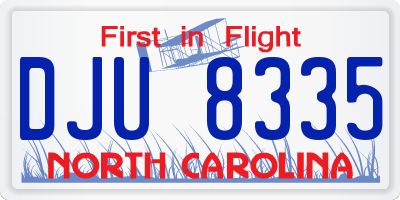 NC license plate DJU8335
