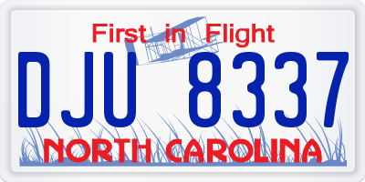 NC license plate DJU8337