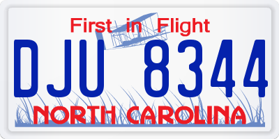 NC license plate DJU8344