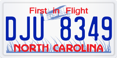NC license plate DJU8349