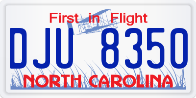NC license plate DJU8350