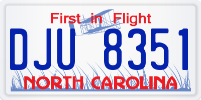 NC license plate DJU8351