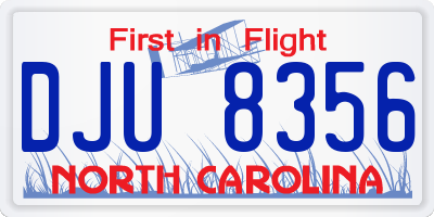 NC license plate DJU8356
